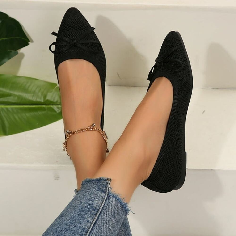 Miluxas Women's Flats Shoes Comfortable Dressy Pointed Toe Ballet Flat Black 9.5